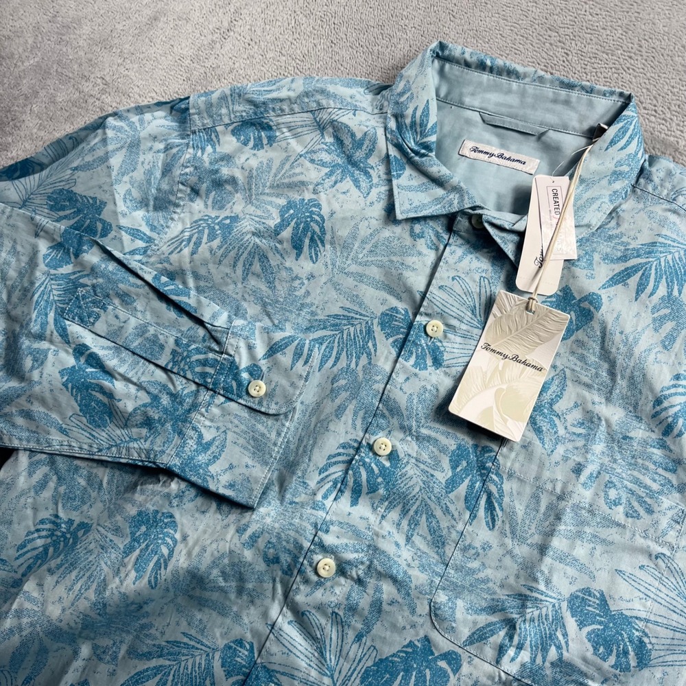 Tommy Bahama Digital Palms Chambray LS Shirt Mosaic Blue XXL ST327034MY New